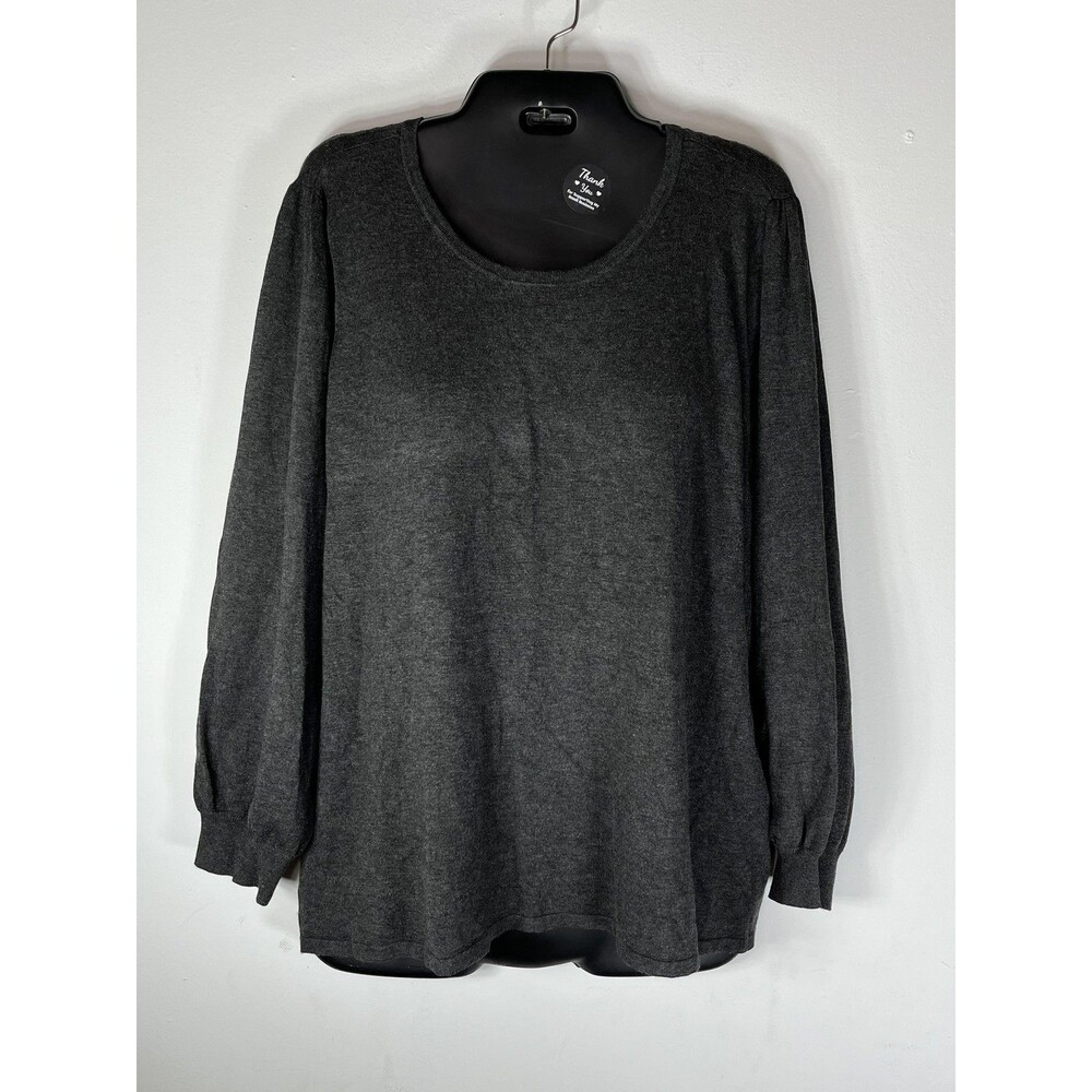Chico's Sweater Womens 3 XL Gray Scoop Neck Long Sleeve Basic Knit Pullover